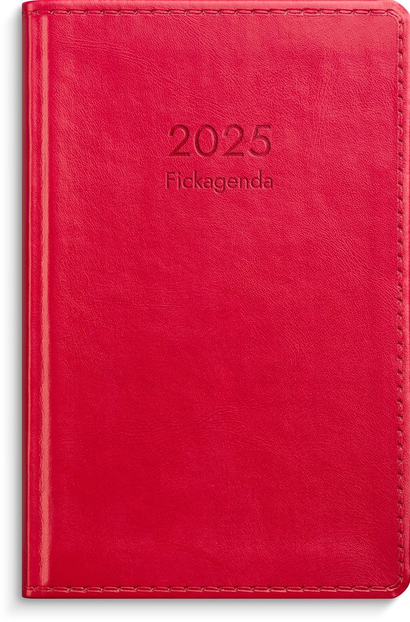 Kalender 2025 Fickagenda rött konstläder