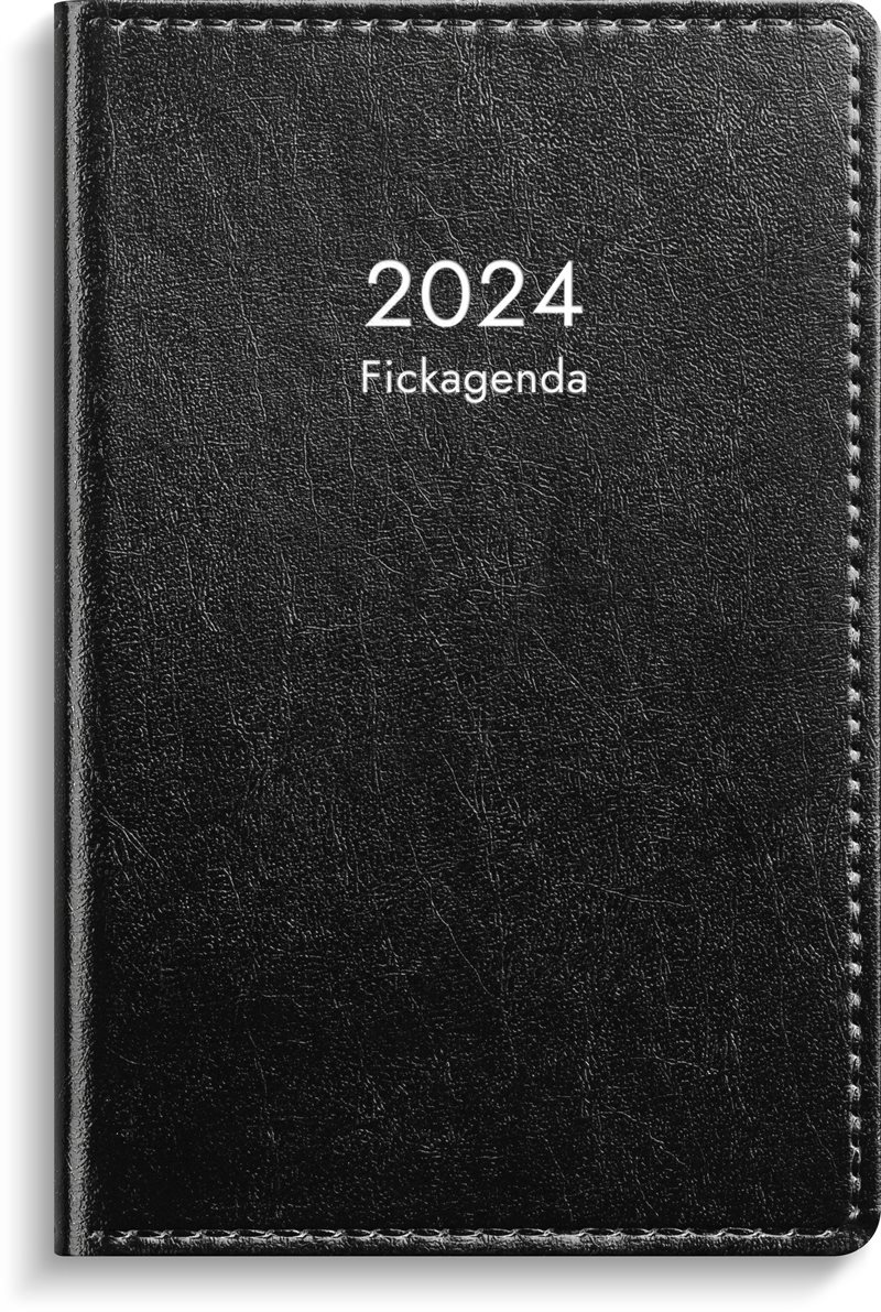 Kalender 2024 Fickagenda svart konstläder