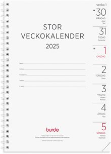 Kalender 2025 Stor Veckokalender refill